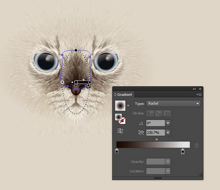 Rajzolj egy nagy portré a macskát, hogy a hivatkozás Adobe Illustrator