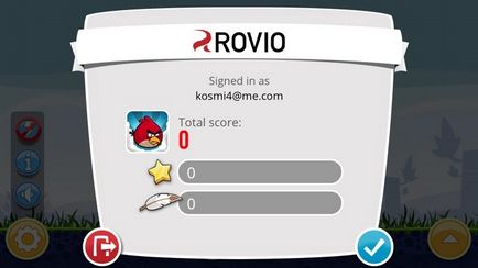 Rovio fiók ( «felhő” játék adatszinkronizálás) Rovio számla