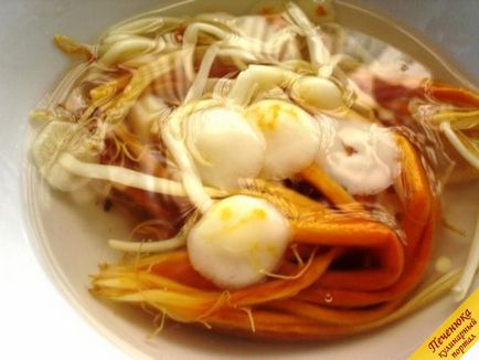 Еноки гъби салата със зеленчуци (стъпка по стъпка рецепта със снимки)