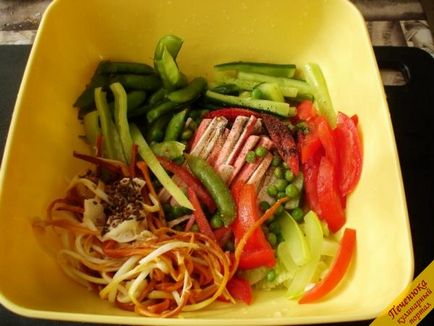 Еноки гъби салата със зеленчуци (стъпка по стъпка рецепта със снимки)
