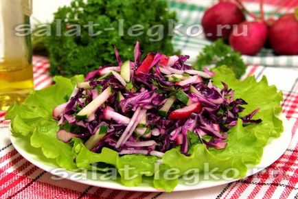 Салат з червонокачанної капусти з редискою і огірком