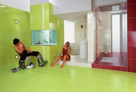 Világos zöld fürdőszoba tervezési funkciók, stílusok kombinációja virágok, bútorok