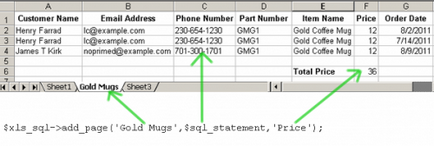 Creați tabele complete în Excel din baza de date mysql