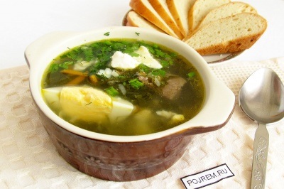 Zöld leves sóska - lépésről lépésre recept, hogyan kell főzni fotókkal