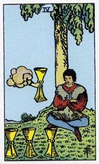 4 Patru cupe de tarot al călărețului alb - tarot de ghicire