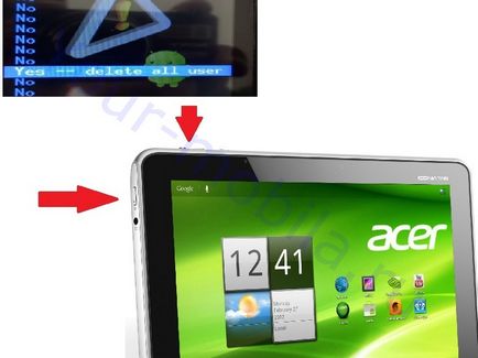 Acer iconia tab a501 hard reset, скидання налаштувань