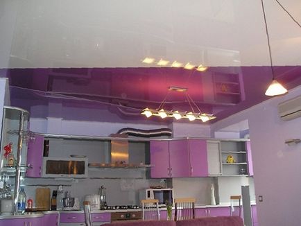 Culori tavane întinse pentru bucătărie - fotografii, videoclipuri, preturi, plafoane colorate cu iluminat