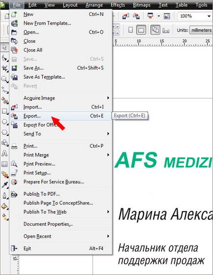 Exportați grafica de la coreldraw