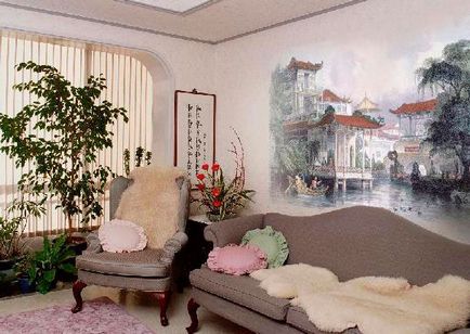 Frescele pe perete în dormitorul regulilor de decorare, vse o spalne