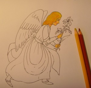 Как да се направи един ангел, постепенно се направи с молив, моето бебе