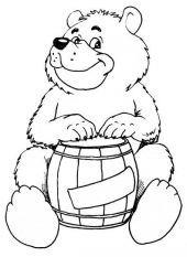 Cum să desenezi un urs cu un butoi de miere în etape