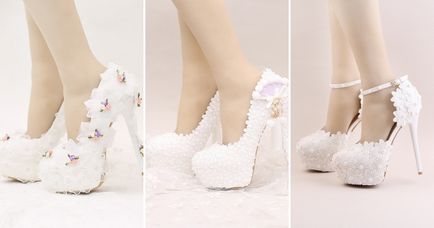 Pantofi de nunta frumoase pentru mireasa - ponei, sandale, pantofi, cizme, stud, pene,