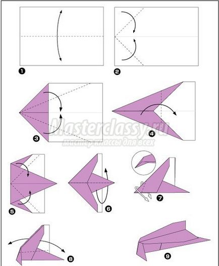Avion avion de pe hârtie instrucțiuni pas cu pas, fotografie