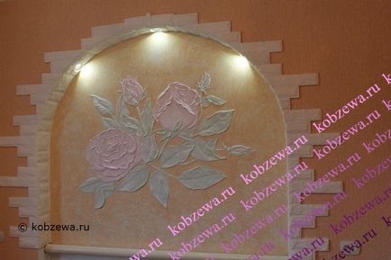 Panelek rózsák és díszítő kő tapéta művészeti stúdió Natalia Kobzeva