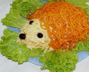 Прості рецепти салат їжачок з корейською морквою