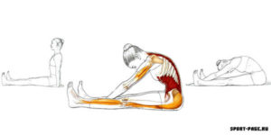 Stretching după un antrenament în sala de sport, note sportive
