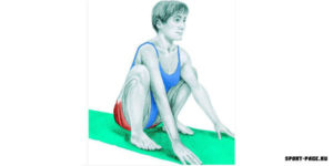 Stretching după un antrenament în sala de sport, note sportive