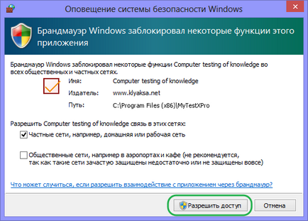 Permite schimbul de date cu aplicațiile din paravanul de protecție Windows