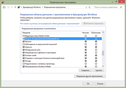 Permite schimbul de date cu aplicațiile din paravanul de protecție Windows
