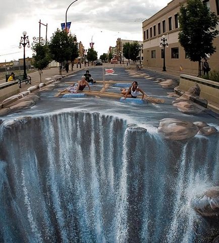 Cei mai virtuosi artiști trag desene voluminoase pe asfalt