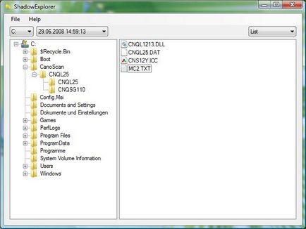 Shadowexplorer - utilitar pentru lucrul cu copiile umbră, ferestre pentru administratorii de sistem