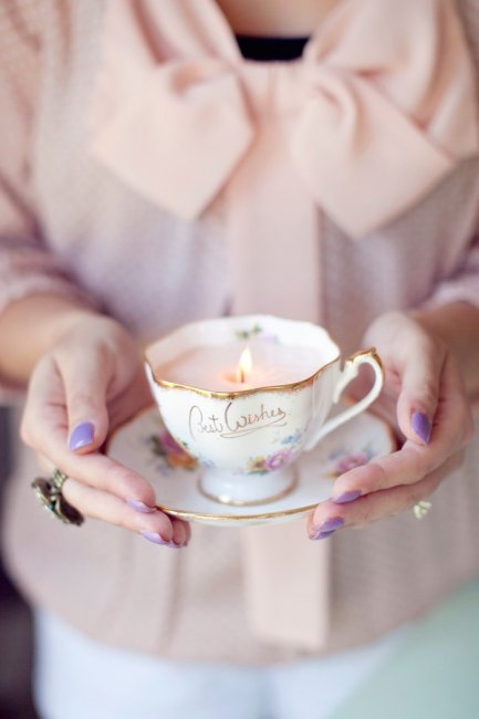 Свічка в чашці - оригінальний і романтичний аксесуар для весілля