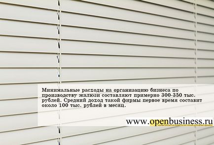 Свій бізнес виробництво жалюзі