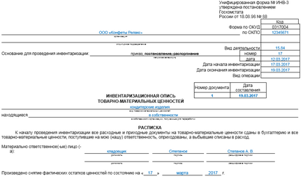 Уніфікована форма № інв-3 - бланк і зразок