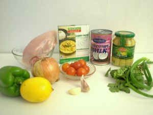 Їжа з отпуcказеленое каррі з куркою (thai green curry with chicken)