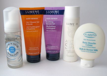 Geluri de duș l'occitane, lumene, clarine