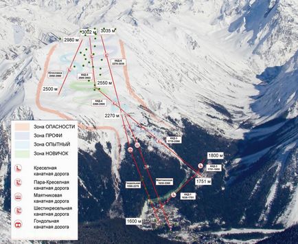 Stațiune montană de schi Dombai, prețuri curente 2016-2017, diagrame de traseu, comentarii