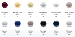 Codul culorilor pentru caroseria autoturismelor freelandre, egal cu 4, Suzuki, Nissan Kashkay și alții