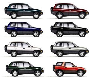 Codul culorilor pentru caroseria autoturismelor freelandre, egal cu 4, Suzuki, Nissan Kashkay și altele