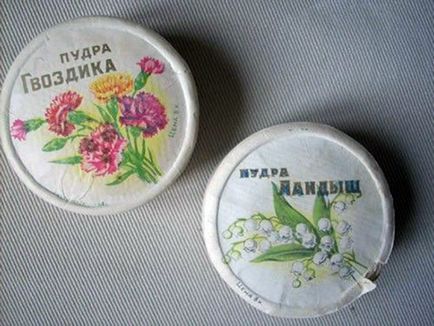 Cosmetică în URSS - cutii de pulbere și pulbere sovietice