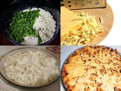 Lasagne cu pui, brânză de vaci, paste făinoase