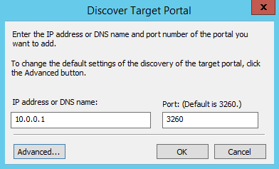 ISCSI Setting съхранение в Windows Server 2012