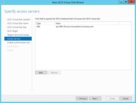 Configurarea depozitului iscsi în serverul Windows 2012