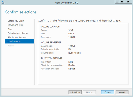 Configurarea depozitului iscsi în serverul Windows 2012