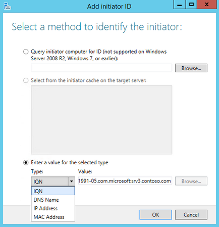 Configurarea depozitului iscsi în serverul Windows 2012