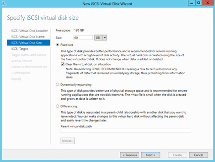 Configurarea depozitului iscsi în serverul Windows 2012