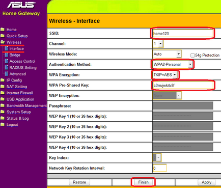 Setări - configurați conexiunea fără fir pe router