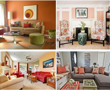 Персиковий колір в інтер'єрі вітальні, спальні та інших кімнат з чим поєднується