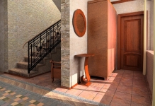 Передпокій зі сходами фото на другий поверх коридор в клітку і шафи, дизайн інтер'єру в приватному будинку
