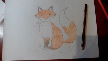 Малюємо та розфарбовуємо лисичку в шарфику поетапно дітям