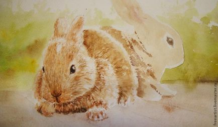 Малюємо картину кролики аквареллю - ярмарок майстрів - ручна робота, handmade