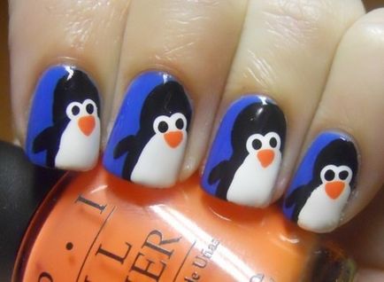 Малюнки на нігтях новорічний візерунок - пінгвінчікі - леді - краса на