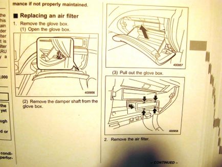 Eltávolítása és cseréje a kabin szűrő Subaru Forester iii