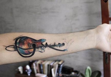 Tattoo chitara pe valoare de mana, schite si fotografii inspirationale
