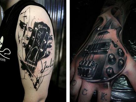 Татуювання гітара - значення, ескізи тату і фото