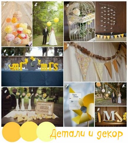 Sárga esküvői dekoráció, fotó, ötletek esküvő sárga